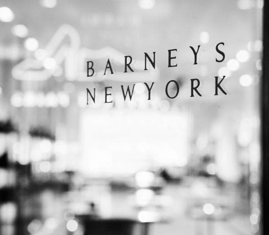 BARNEYS NEW YORK lettering in a store window